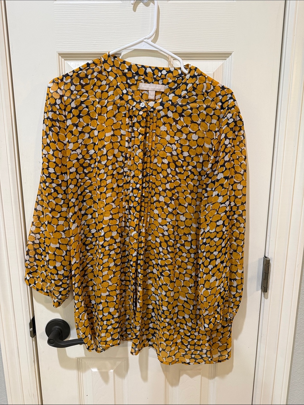 Banana Republic Mustard Yellow Printed Blouse